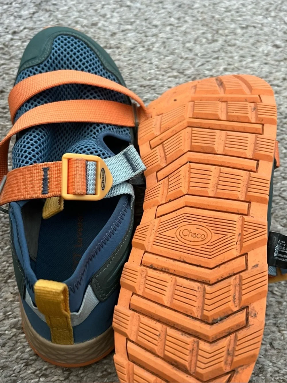 Chaco Kids Mesh Sandals in Blue, Orange & Green Size 5 Youth Unisex